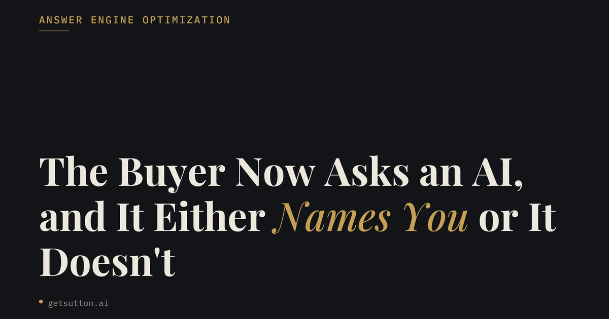 Answer Engine Optimization for DTC: The Buyer Now Asks an AI, and It Either Names You or It Doesn't