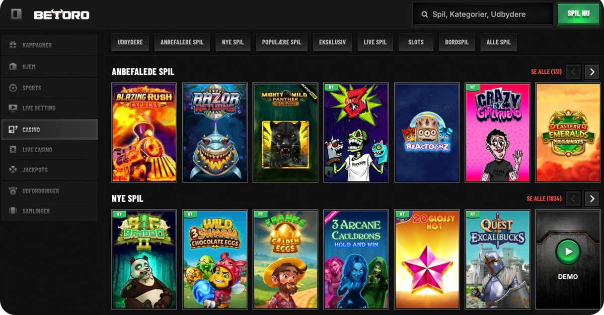 Casino spil hos Betoro