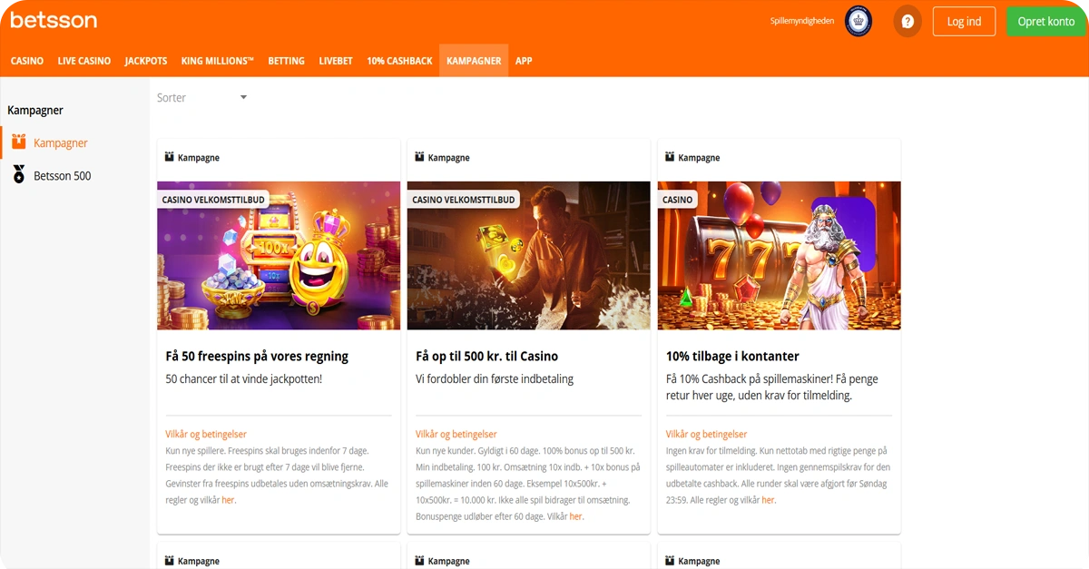 Betsson bonusser og kampagner til nye spillere
