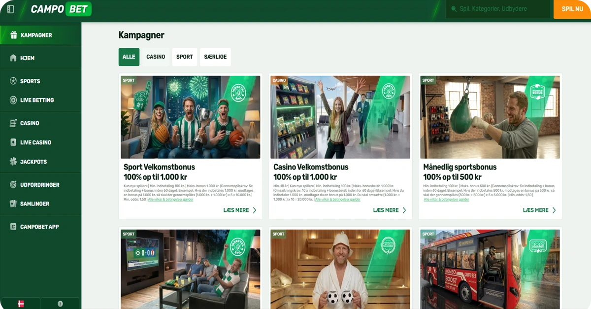 Velkomstbonusser og kampagner hos Campobet