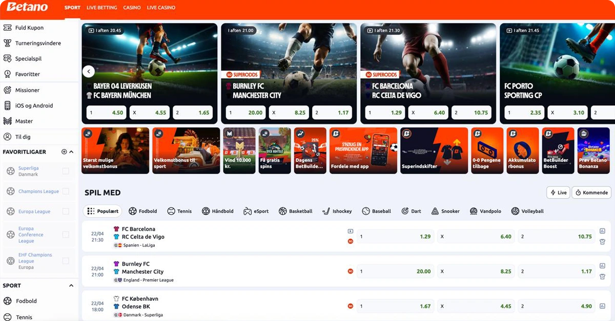 Betano Casino Bonus → 100% op til 1.000 kr. indbetalingsbonus