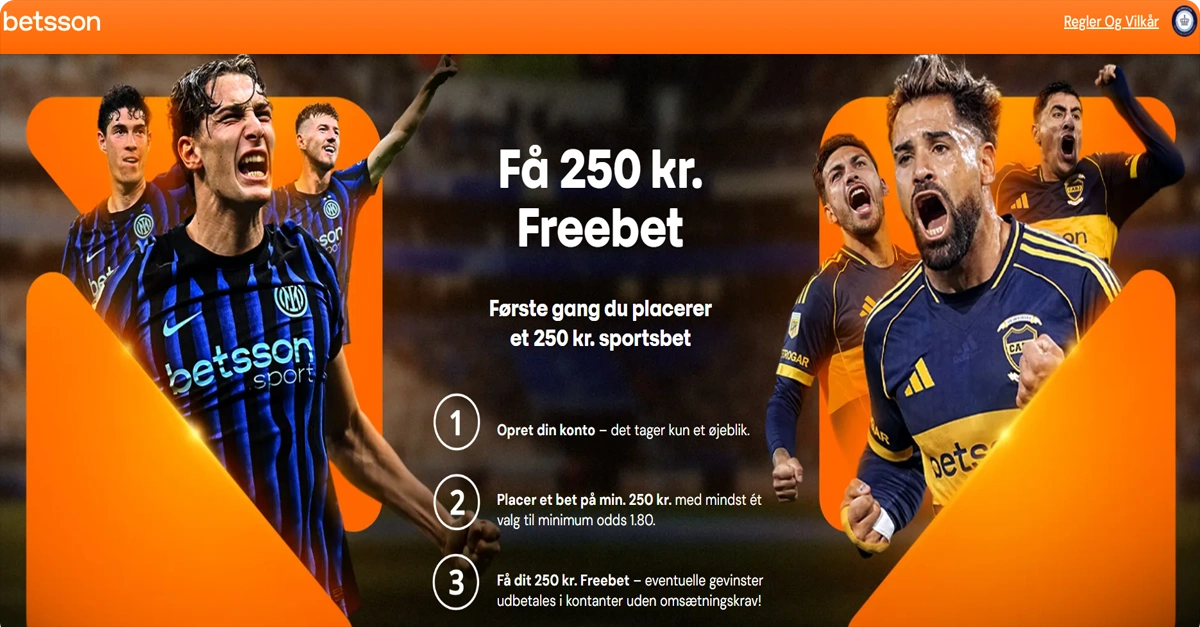 Betsson Sport Bonus – Få 250 kr. freebet uden omsætningskrav