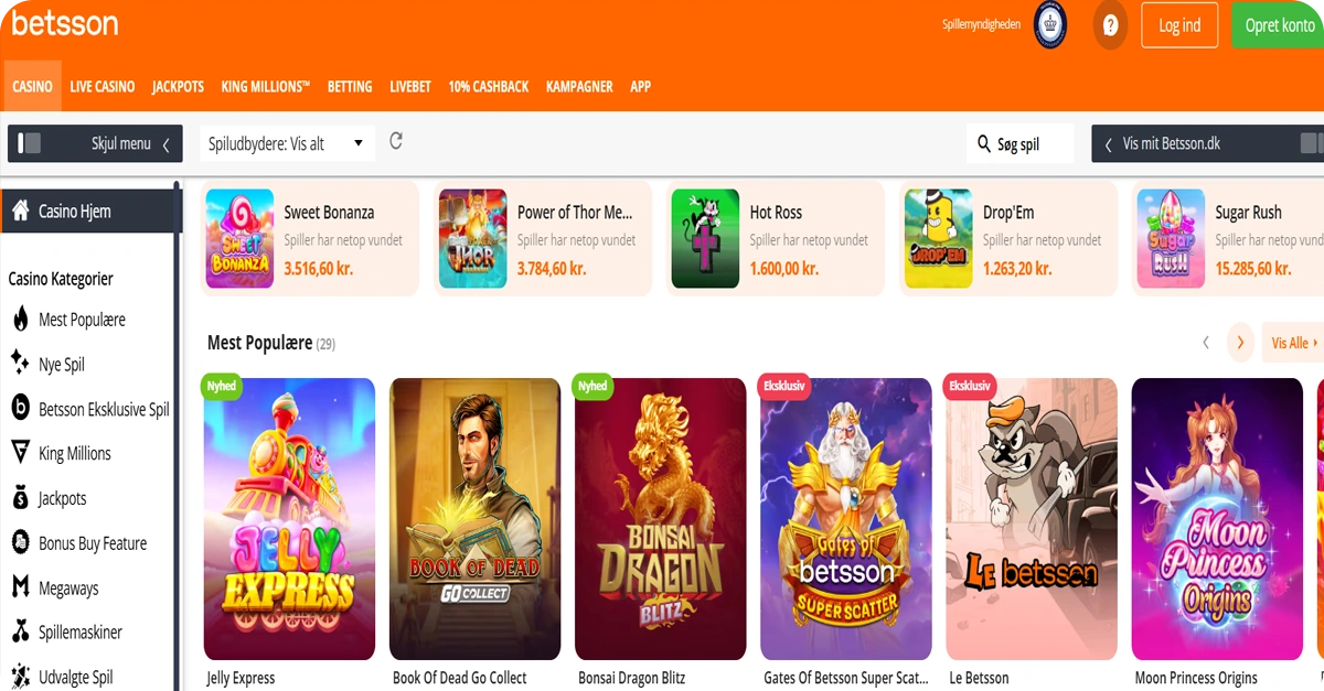 Casino spil hos Betsson