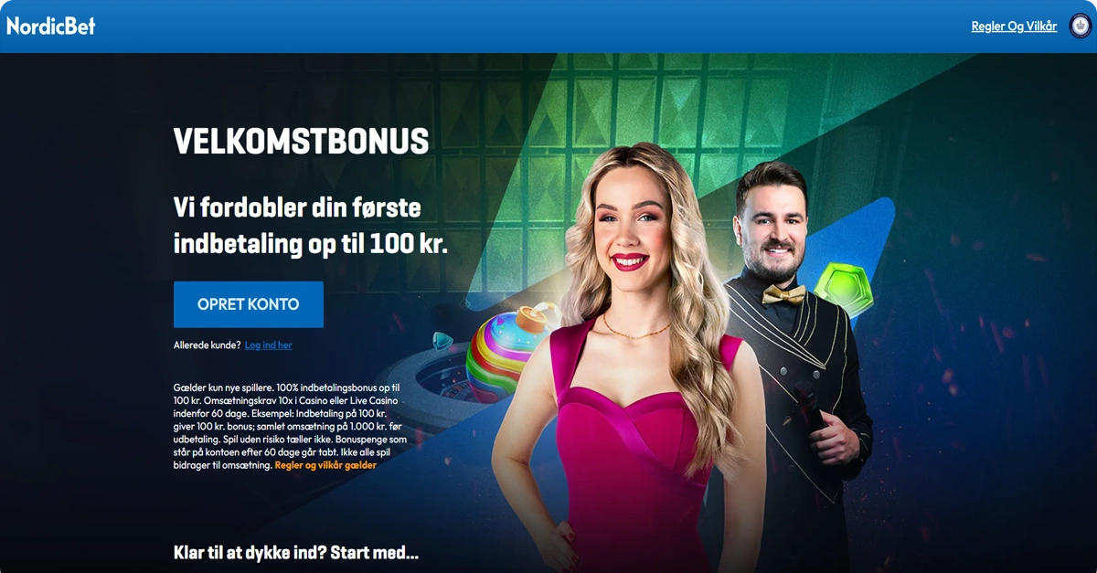NordicBet Casino Bonus → 100% Indbetalingsbonus op til 100 kr.