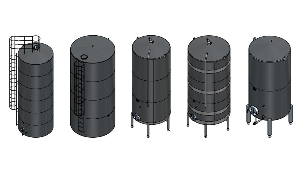 Renderização 3D de projeto personalizado de tanque industrial MXM