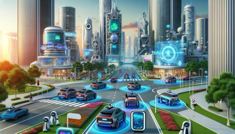 Self driving autonomous cars in a futuristic city