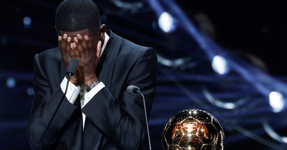 Tearful Dembele Dedicates Ballon d’Or Triumph to PSG and Their Fans