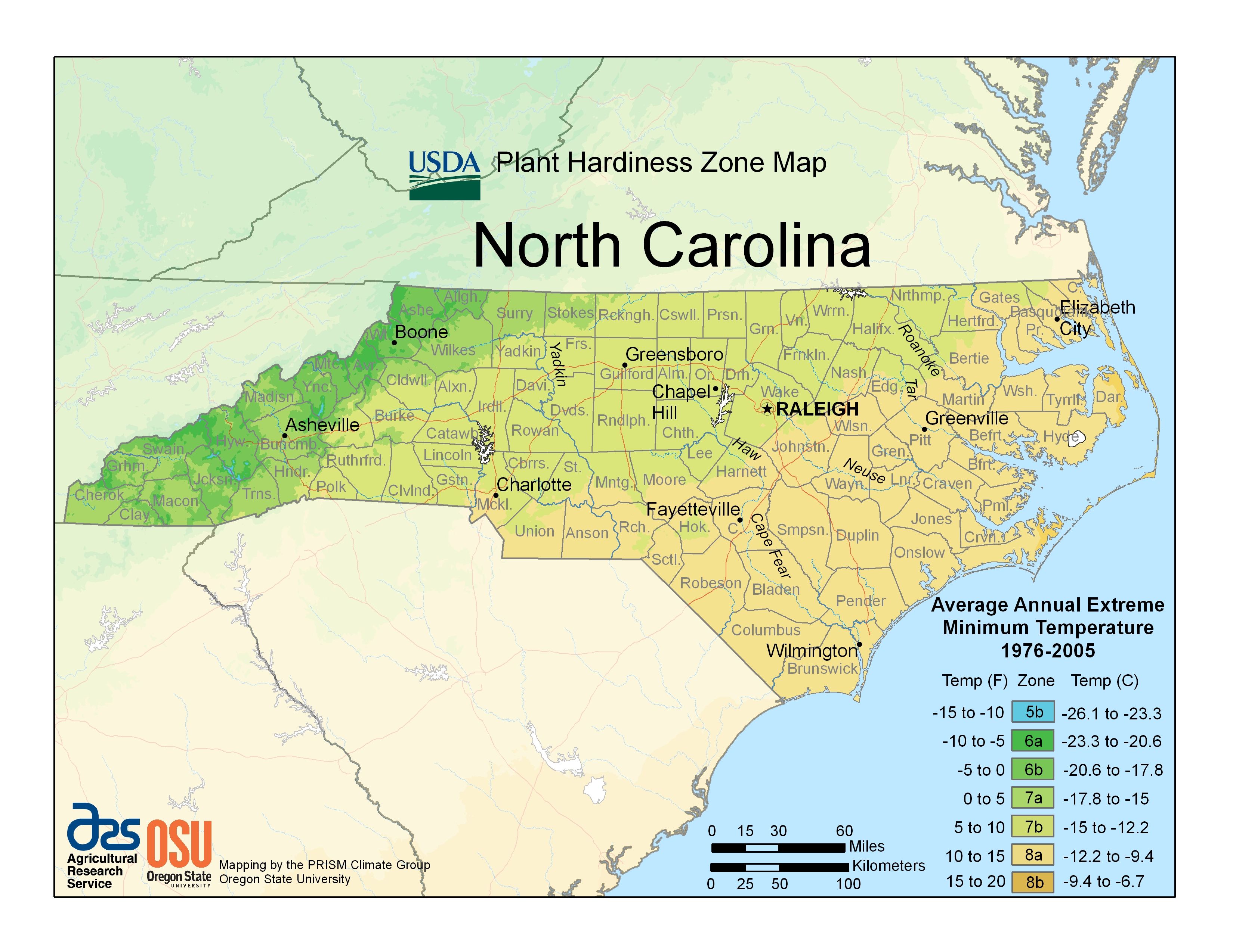 North Carolina zone map