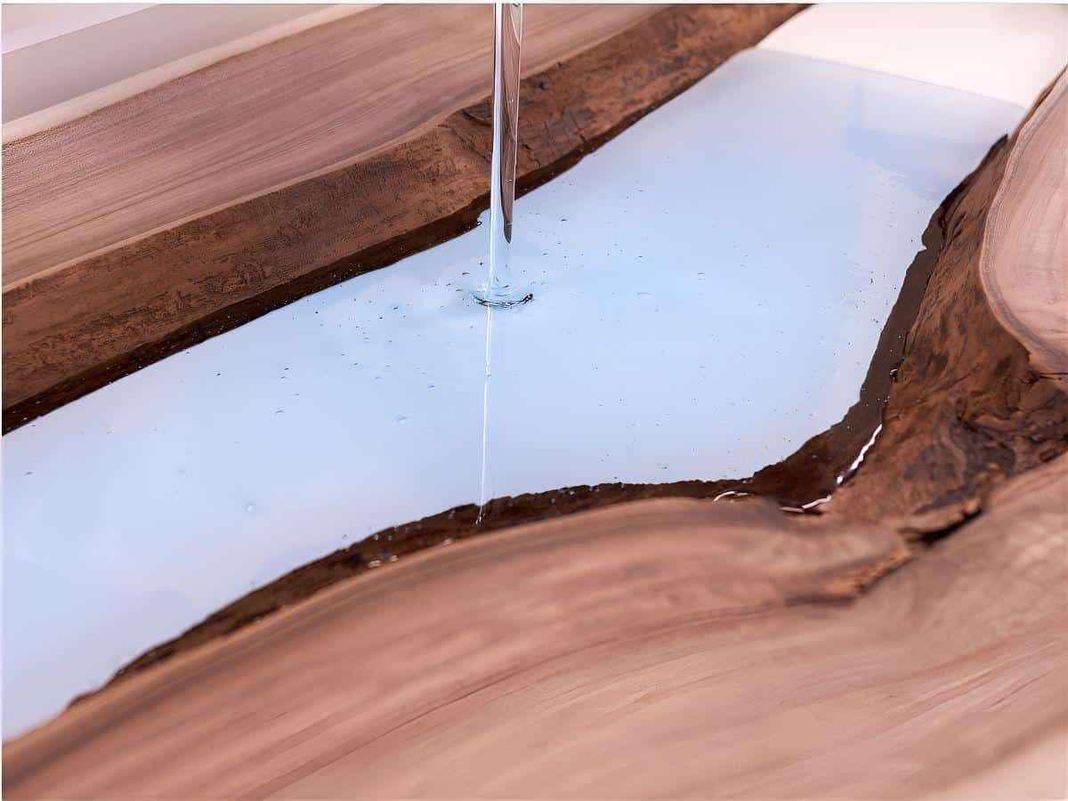 Epoxy resin pour for a river table