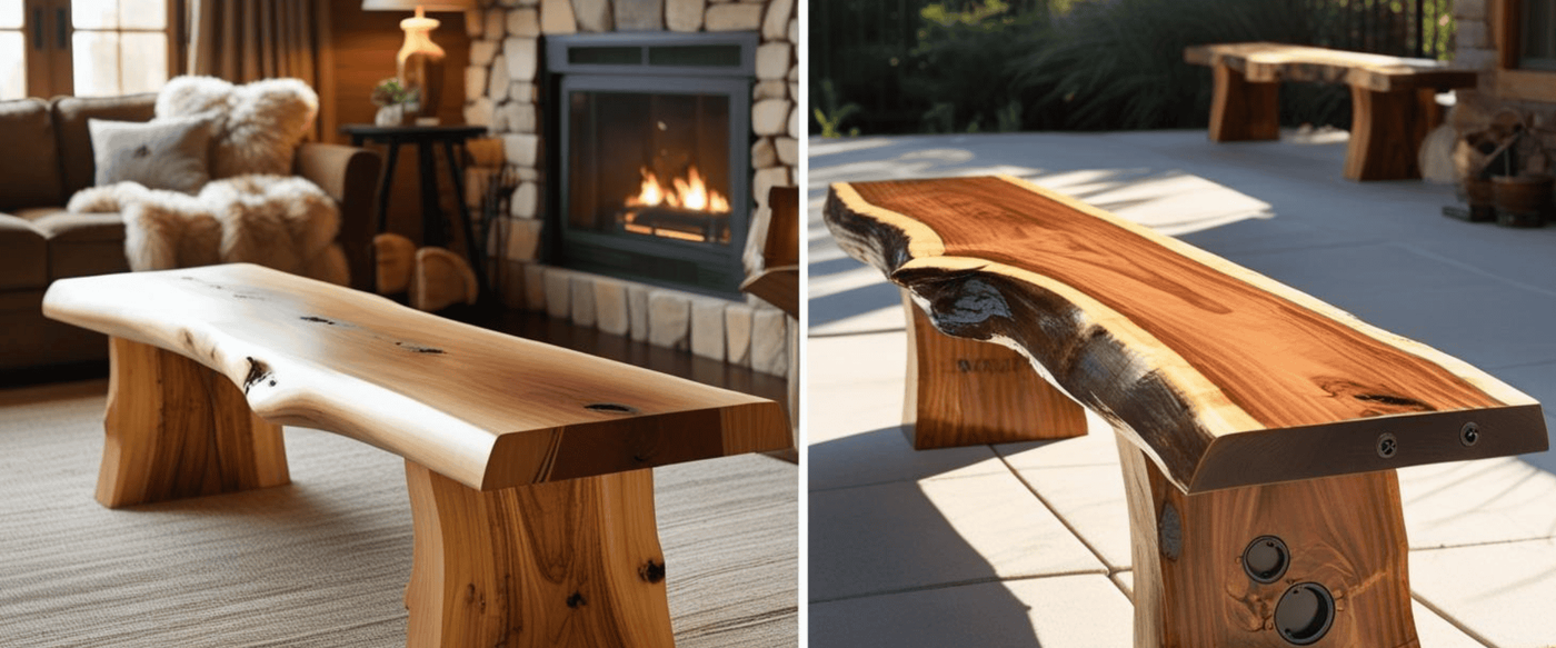 Indoor vs Outdoor Live Edge Bench Choices image
