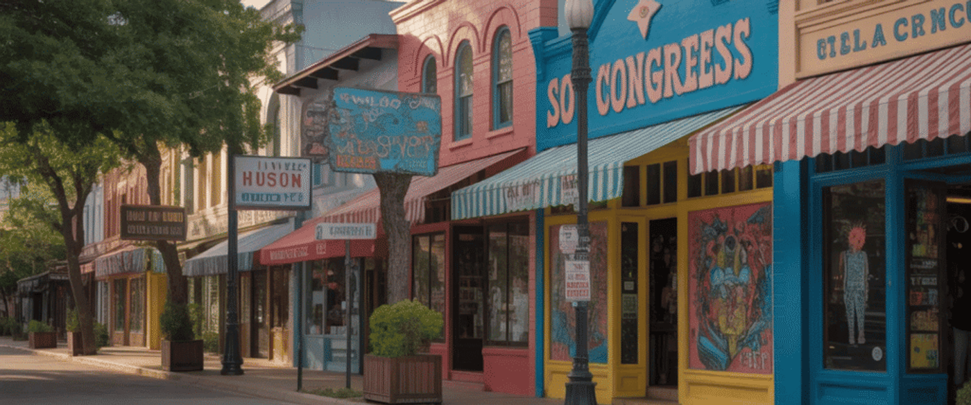 South Congress Avenue in Austin, Texas eclectic shops, street art, vintage signage