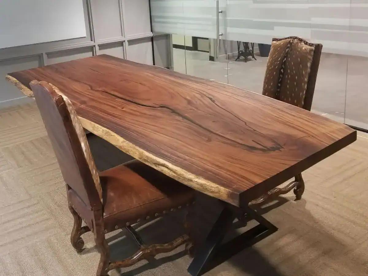 Live edge conference table made from Guanacaste wood