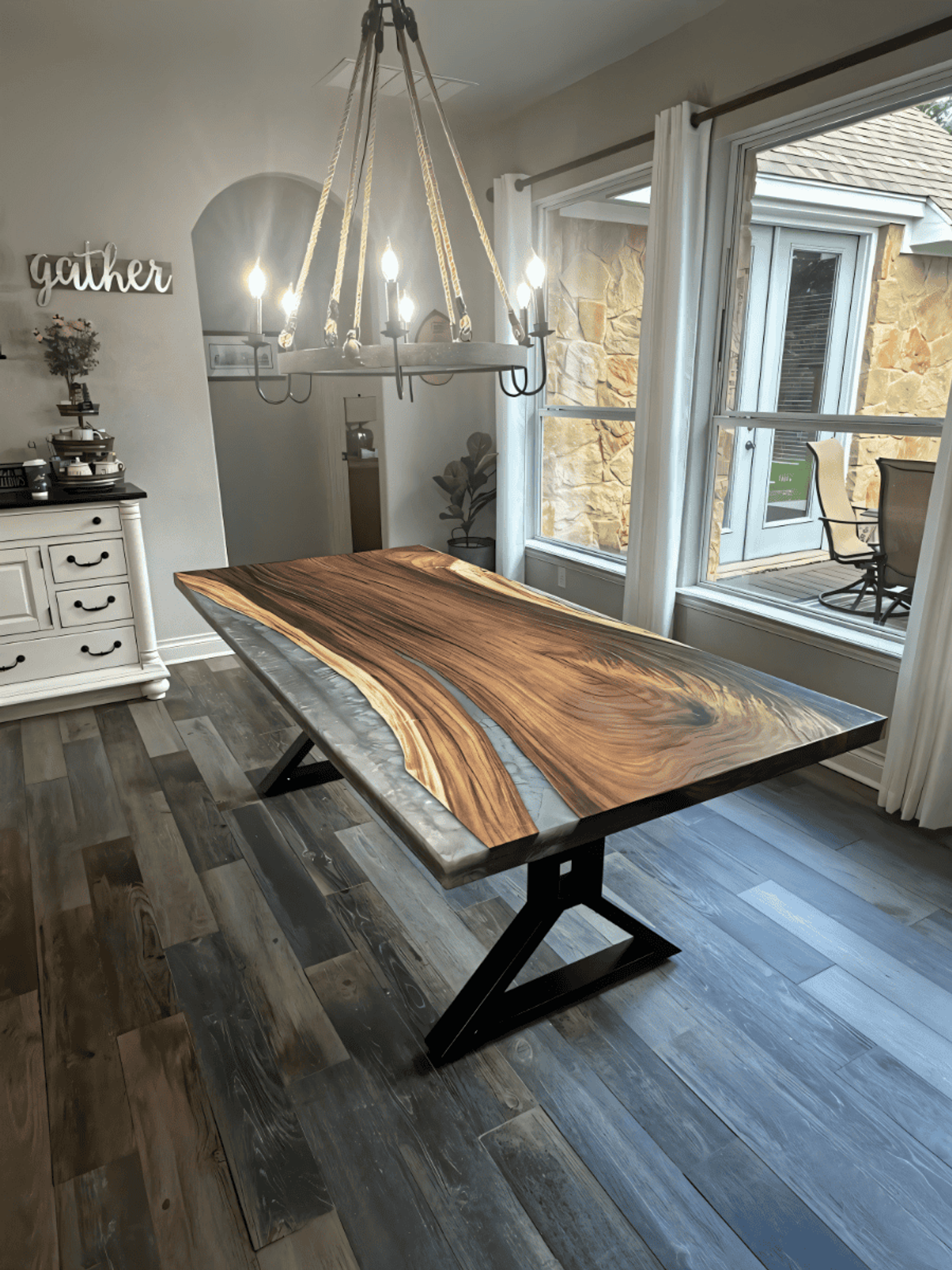 Handcrafted Parota Wood and Epoxy Coffee Table