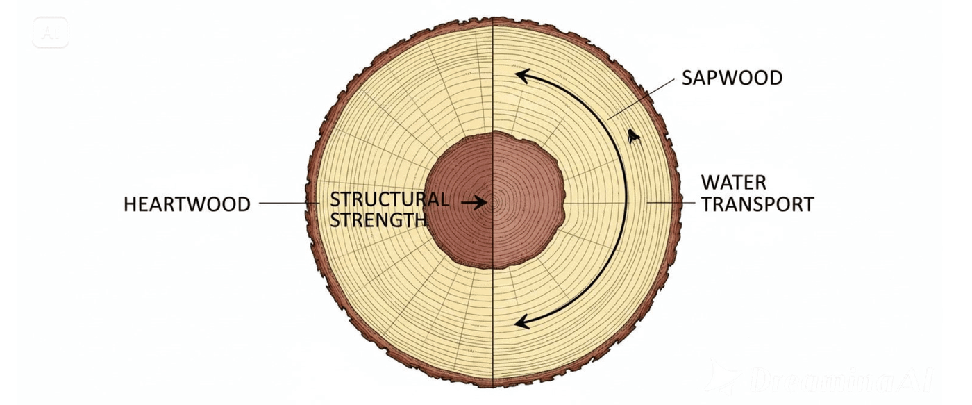 The Sapwood Heartwood Ratio in Guanacaste Slabs image