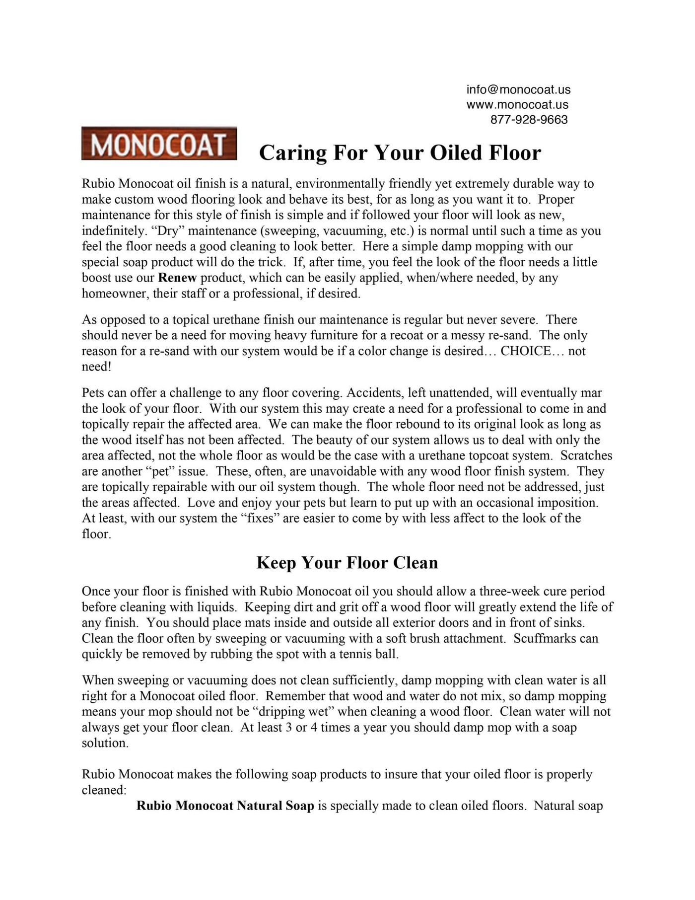 Rubio MONOCOAT application and maintenance image