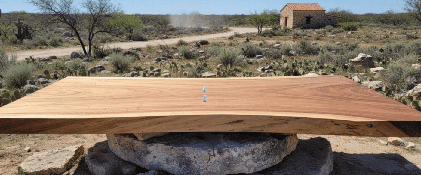 Guanacaste slab under bright Texas sunlight demonstrating natural insulation and UV resilience
