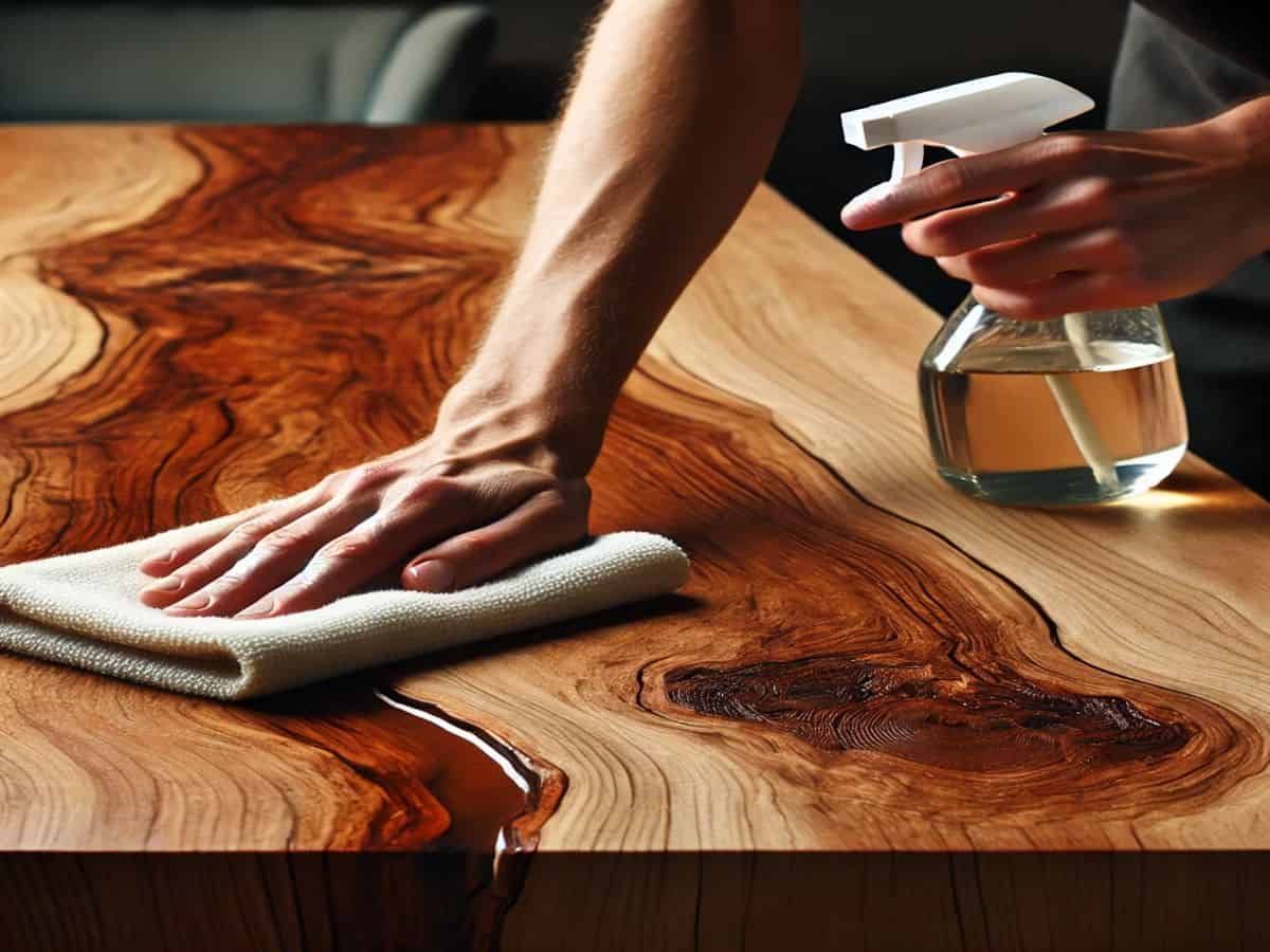 Image showing how to clean wood tables