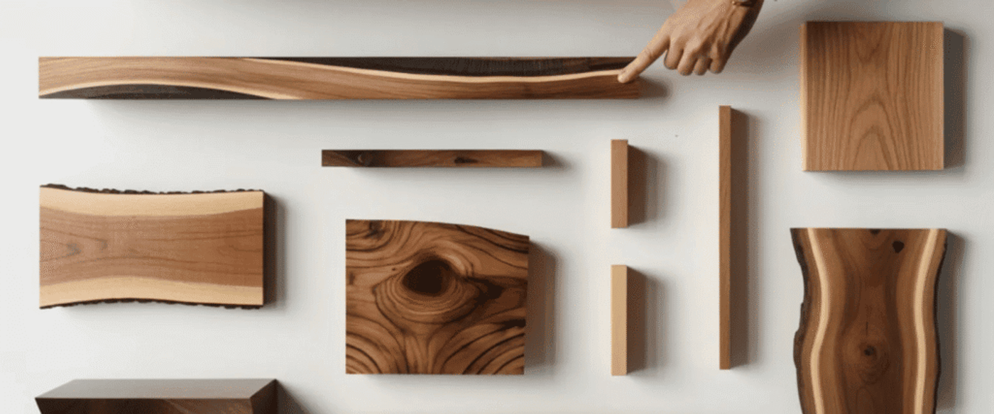 Woodworking blueprint showing labeled walnut wood pieces and dimensions for furniture design.