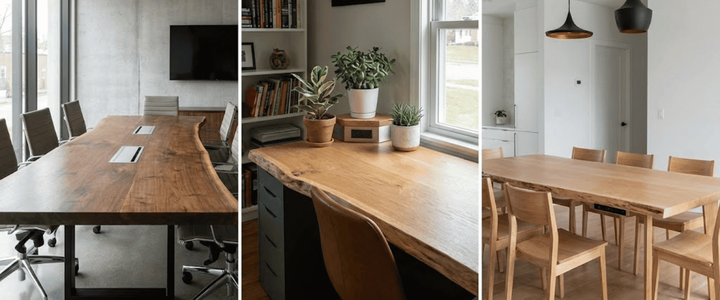 Built-in Power Outlets & USB Ports In Live Edge Tables image