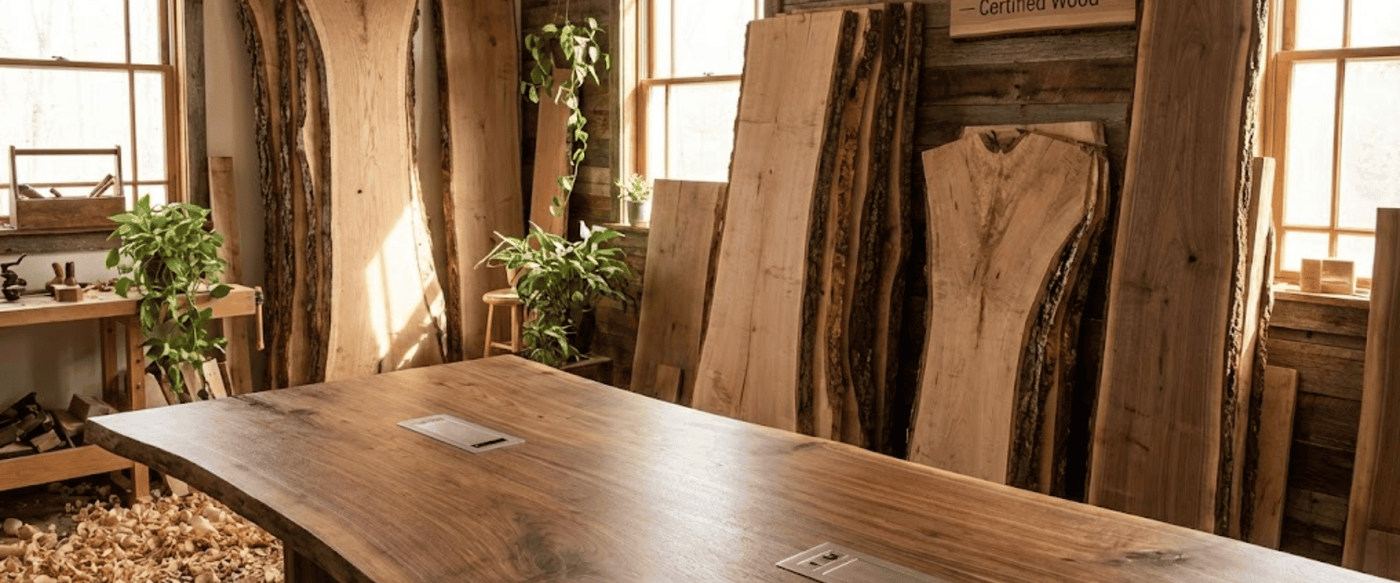 Built-in Power Outlets & USB Ports In Live Edge Tables image