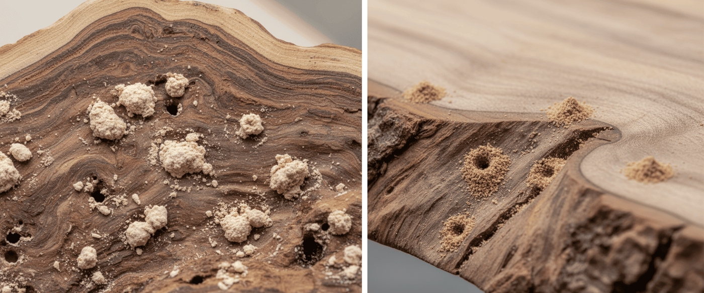 How to Spot Insect Damage in Live-Edge Slabs Before Purchase? image
