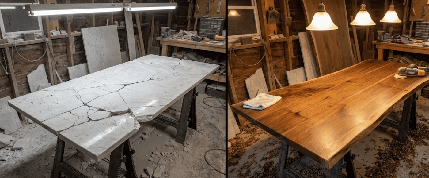 Why a Live Edge Dining Table Outlasts Trendy Marble and Stone Options image