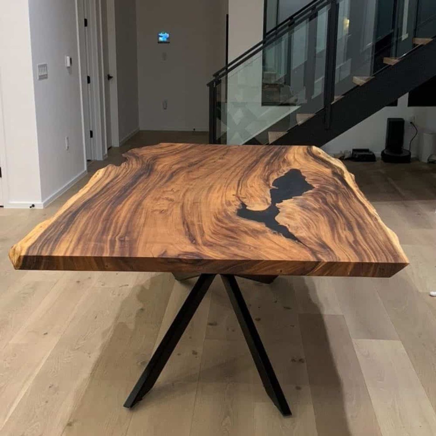 Wood slab desk