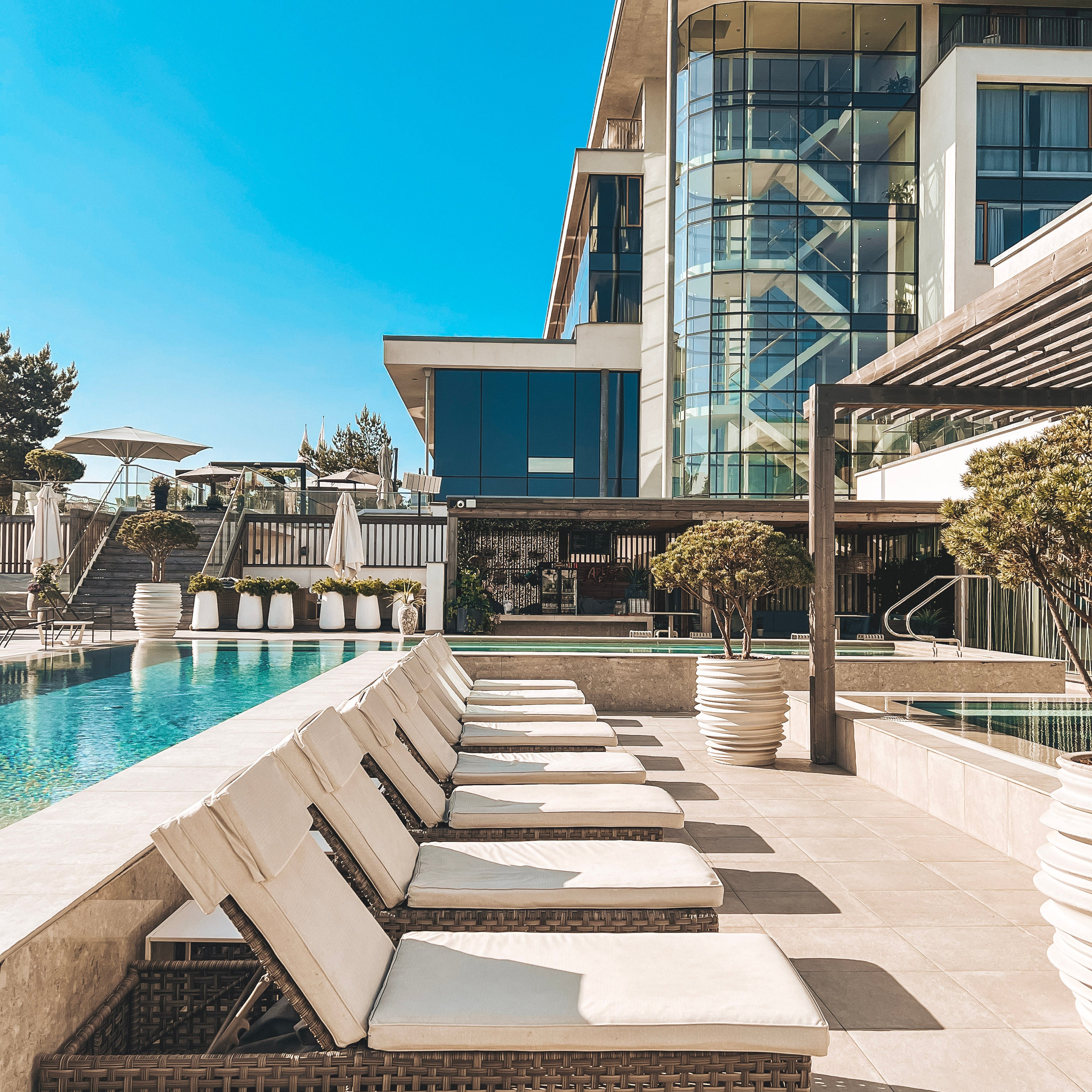 Pool with the hotel in the background