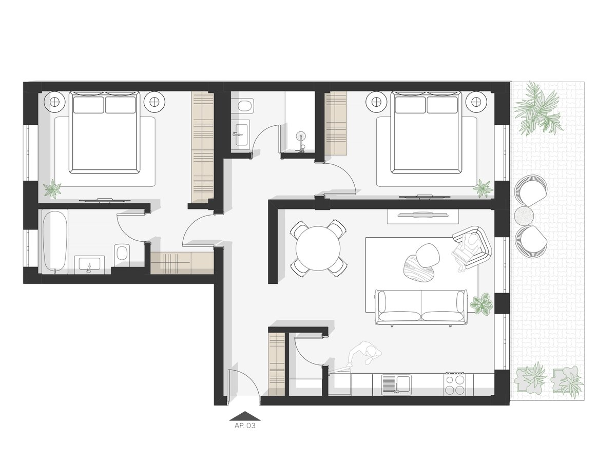 Plan apartament Ap 3