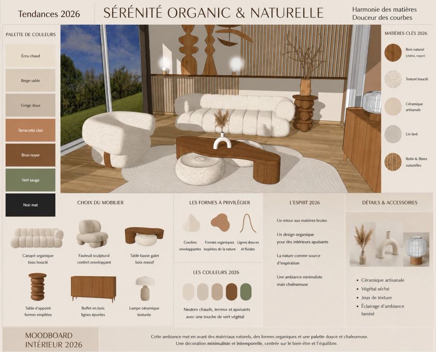 Planche matières et couleurs d'un projet de décoration
