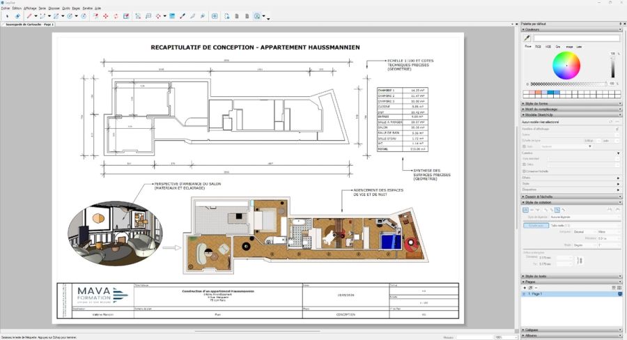 Formation SketchUp – Intermédiaire/Expert – Modélisation 3D – 15 h — aperçu d'un projet réalisé en formation