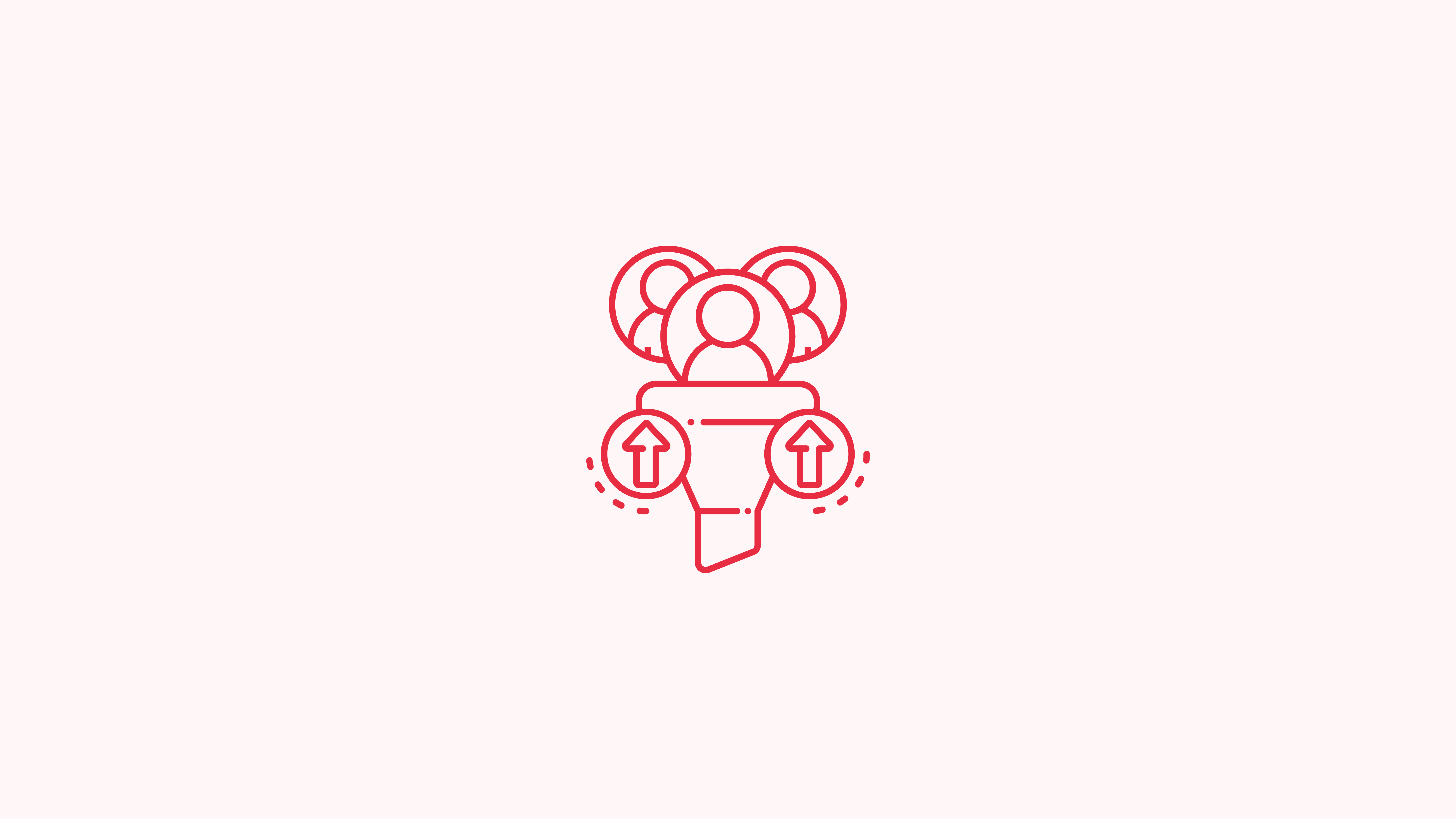 Icon showing people going into a sales funnel