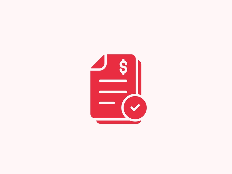Icon of invoice with checkmark