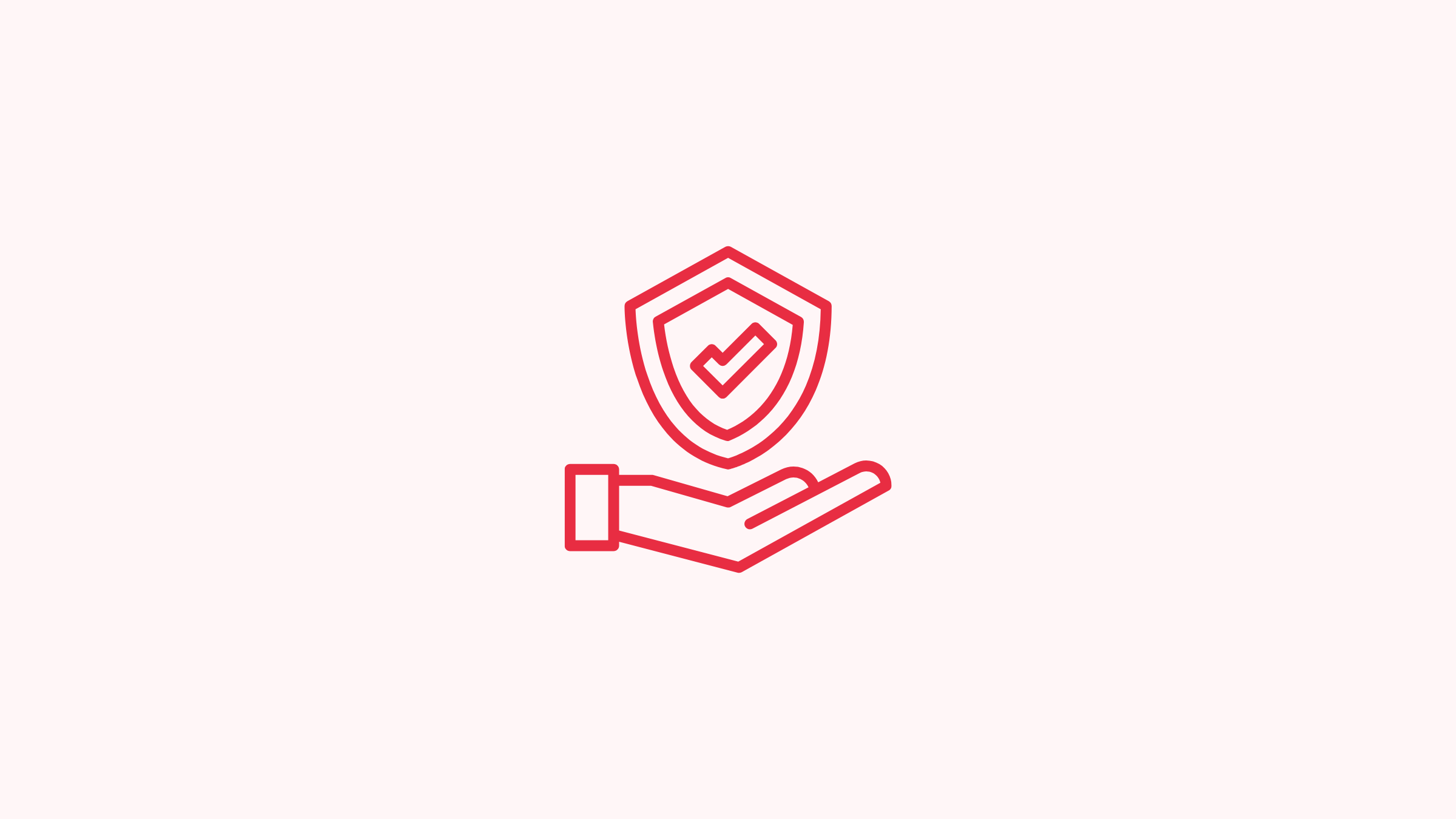 Icon of hand holding a shield with a check mark 