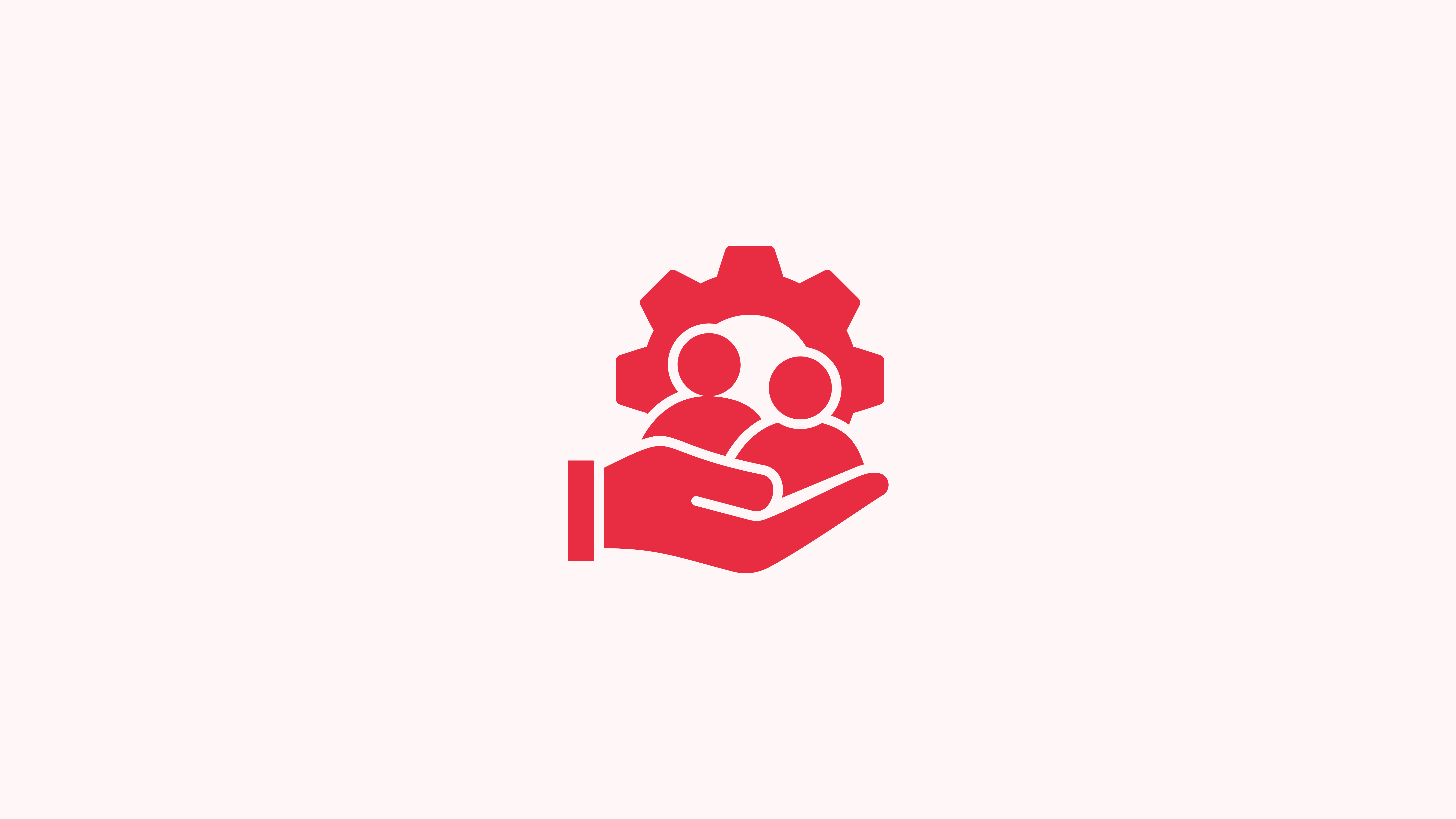Icon of hand holding people with operational wheel