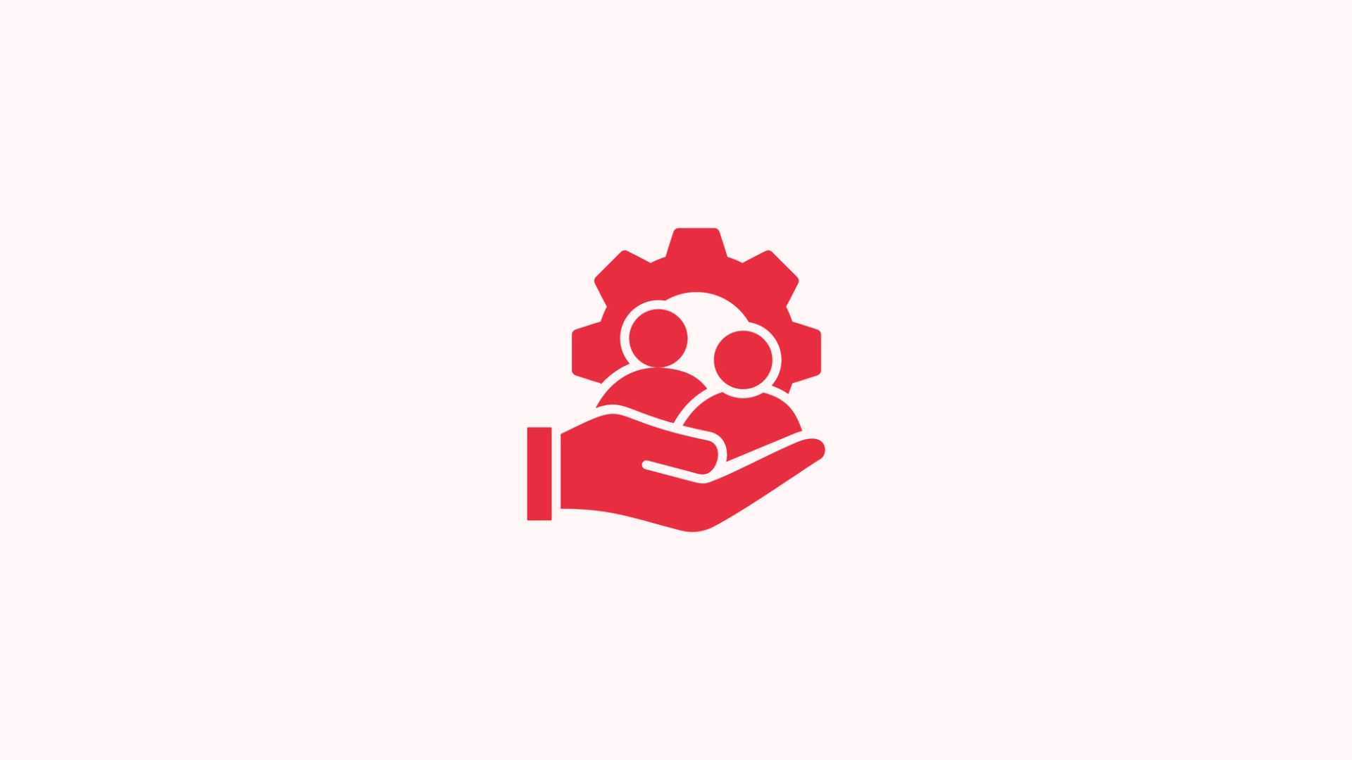 Icon of hand holding people with operational wheel