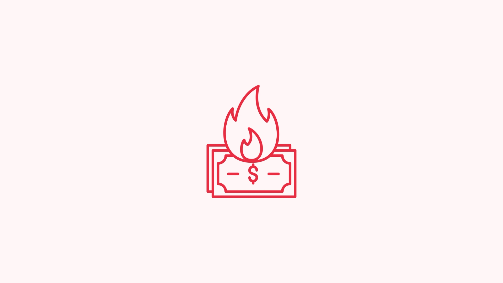 Icon showing a dollar bill on fire
