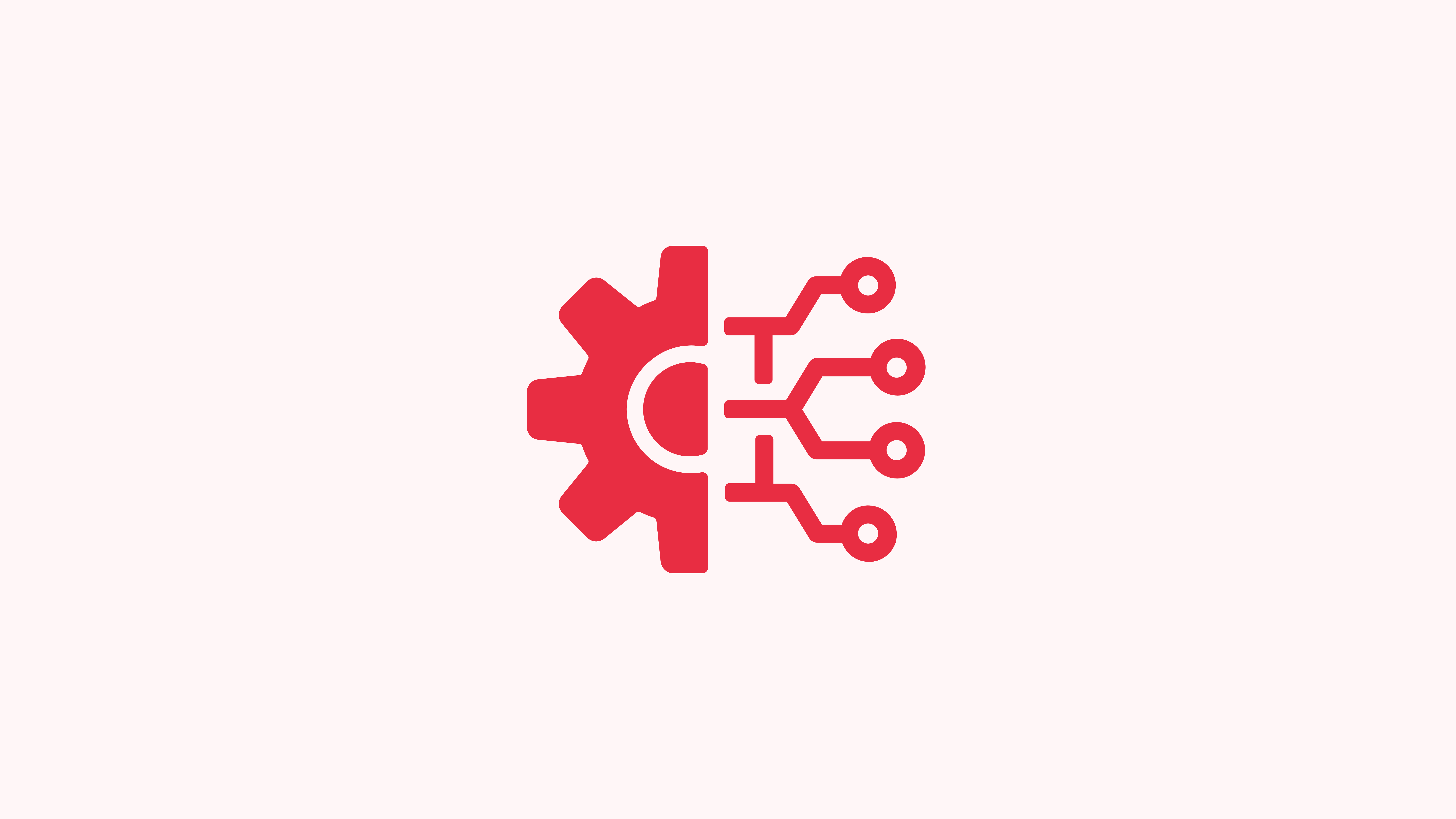 Icon showing an automation process wheel and AI-type icon