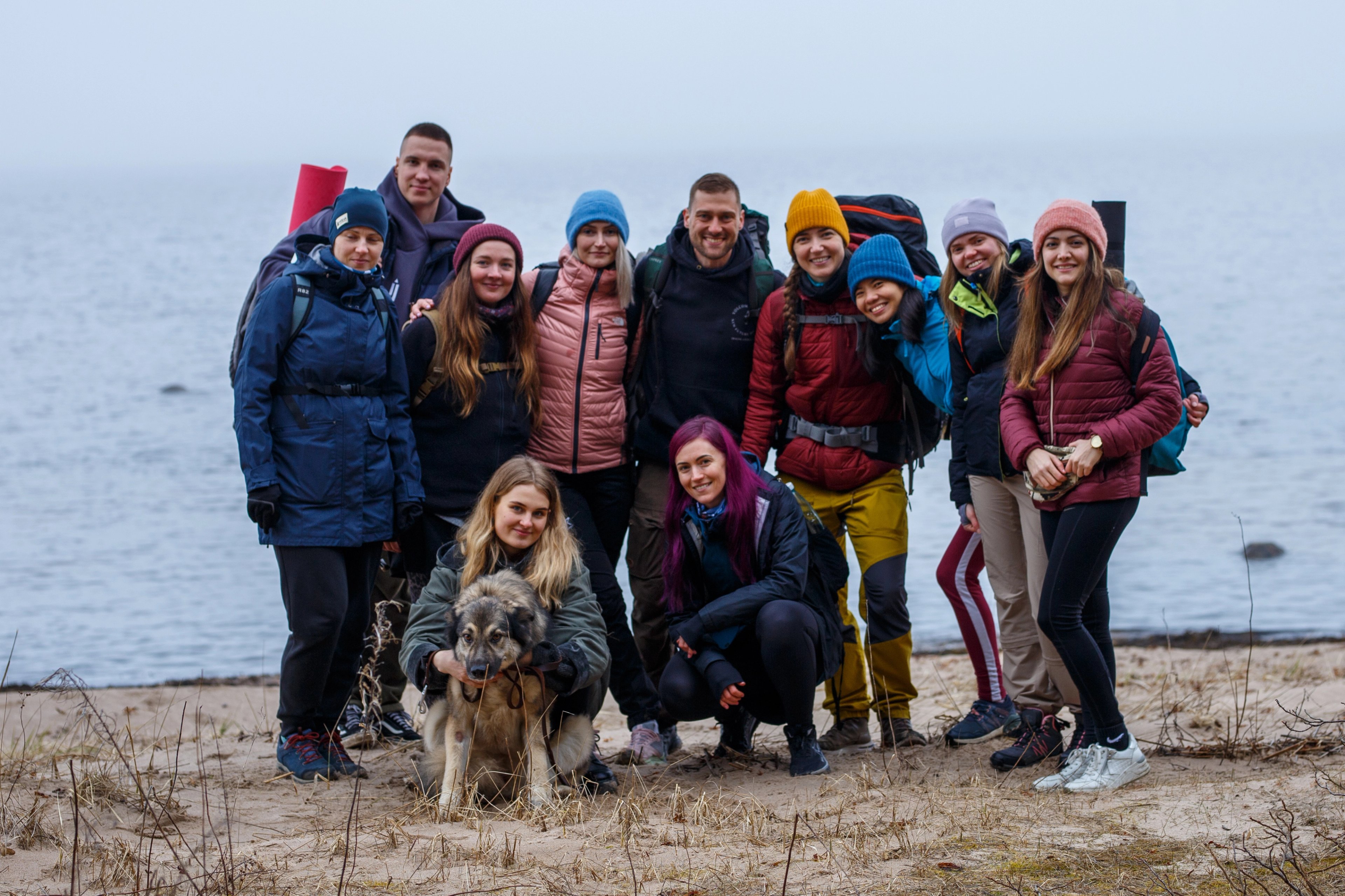 Participants on a Mindful Mountain Adventures hike in Estonia.