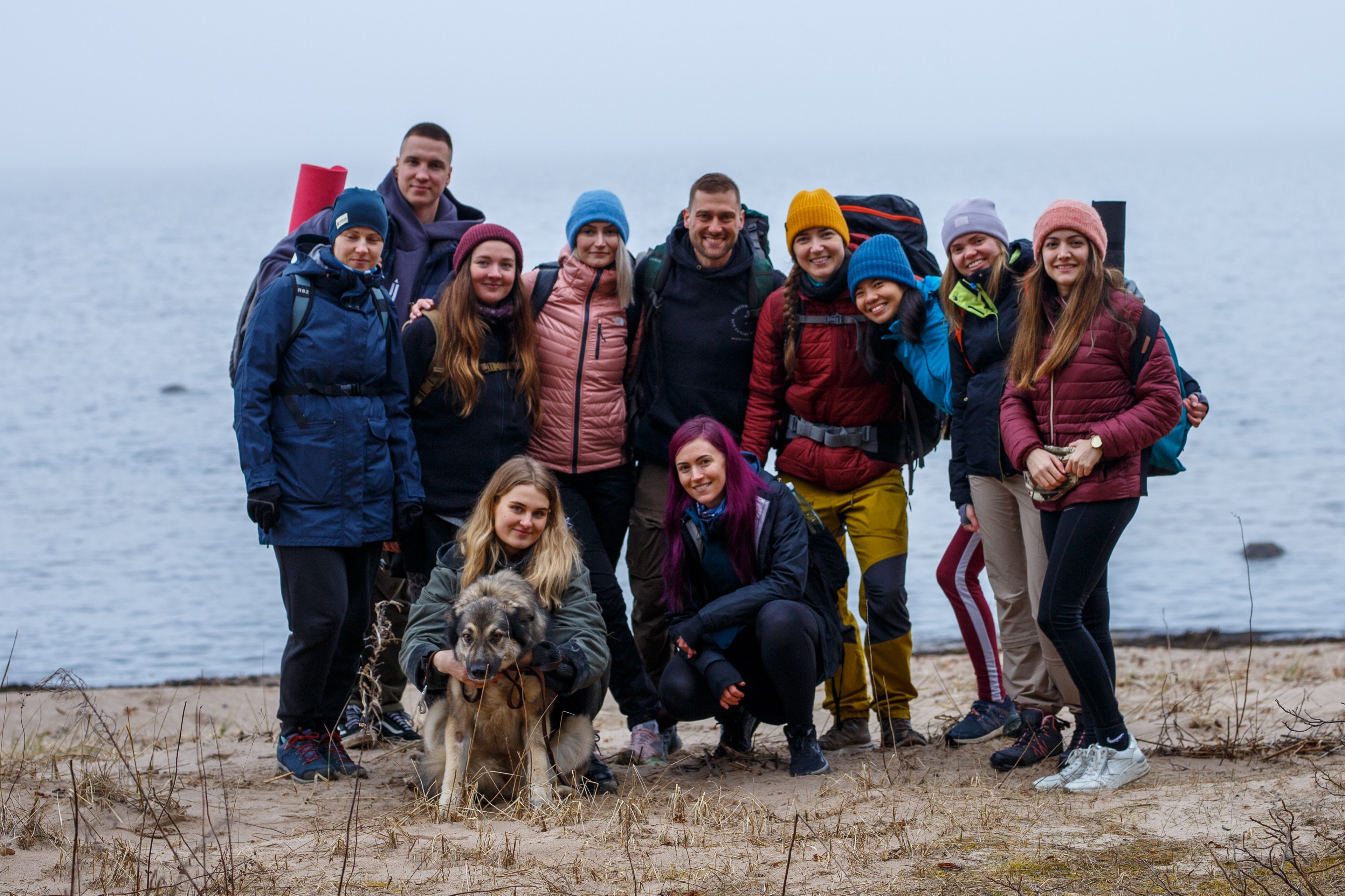 Participants on a Mindful Mountain Adventures hike in Estonia.