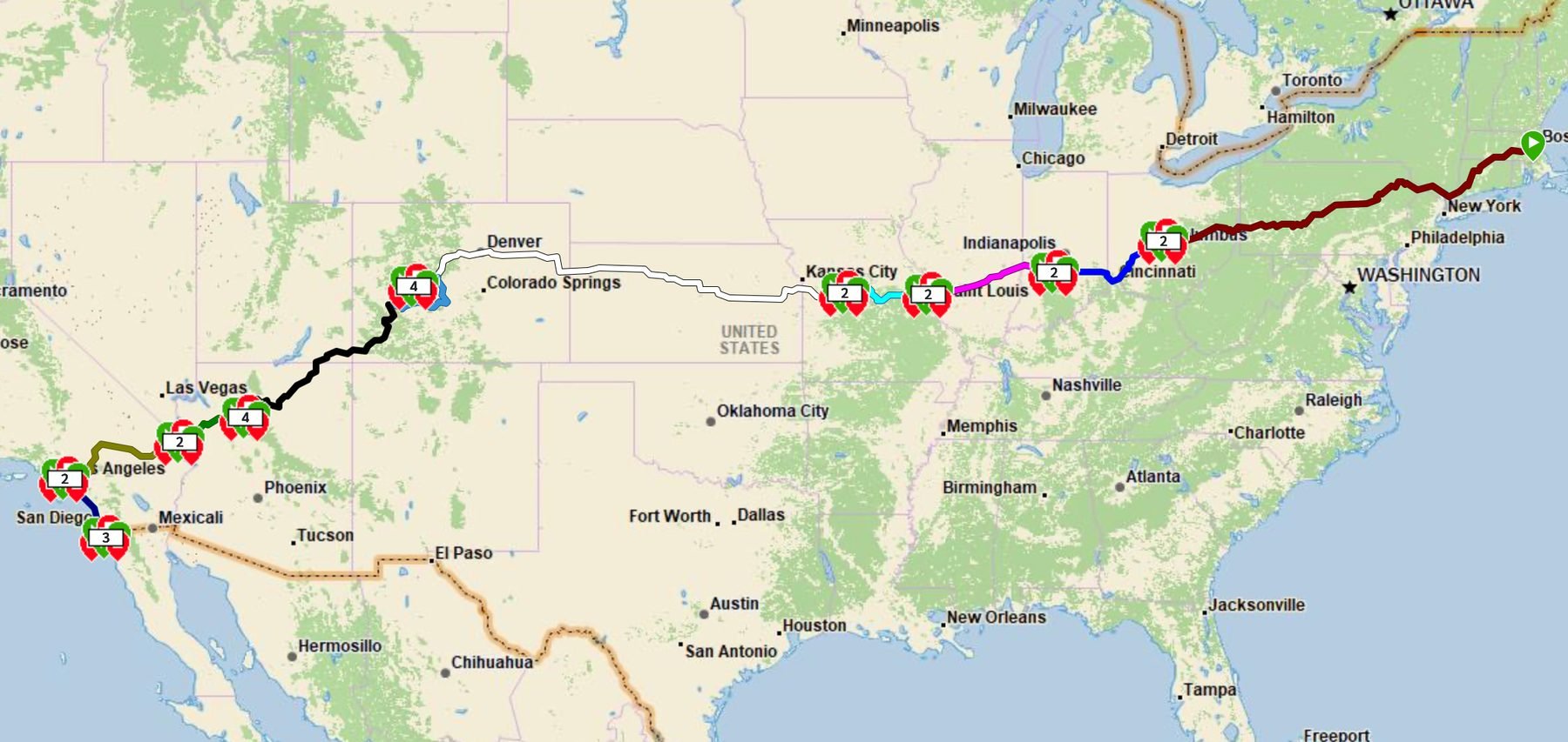 A map from Samer's journey