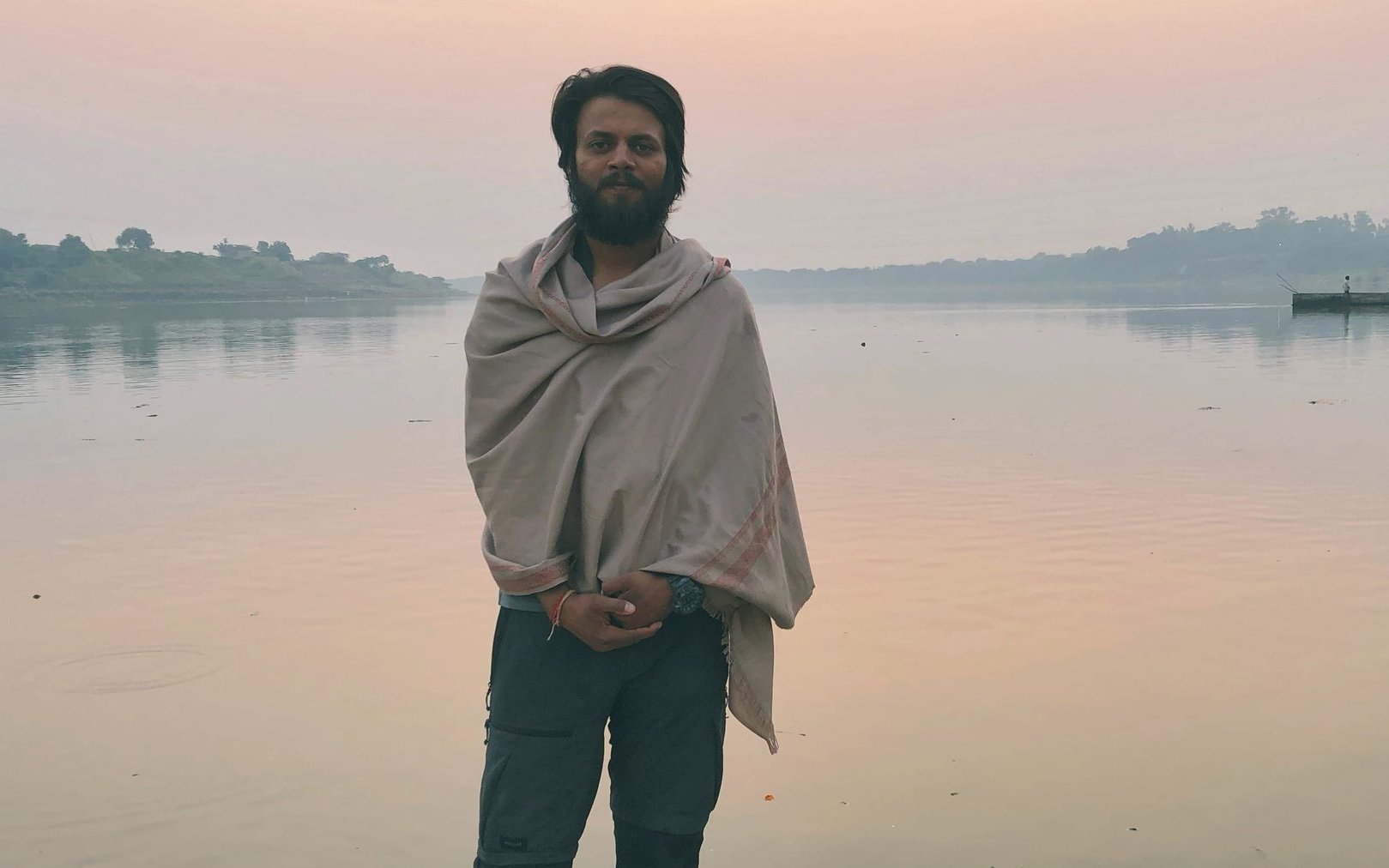 Omkar Karpe on the road in rural India