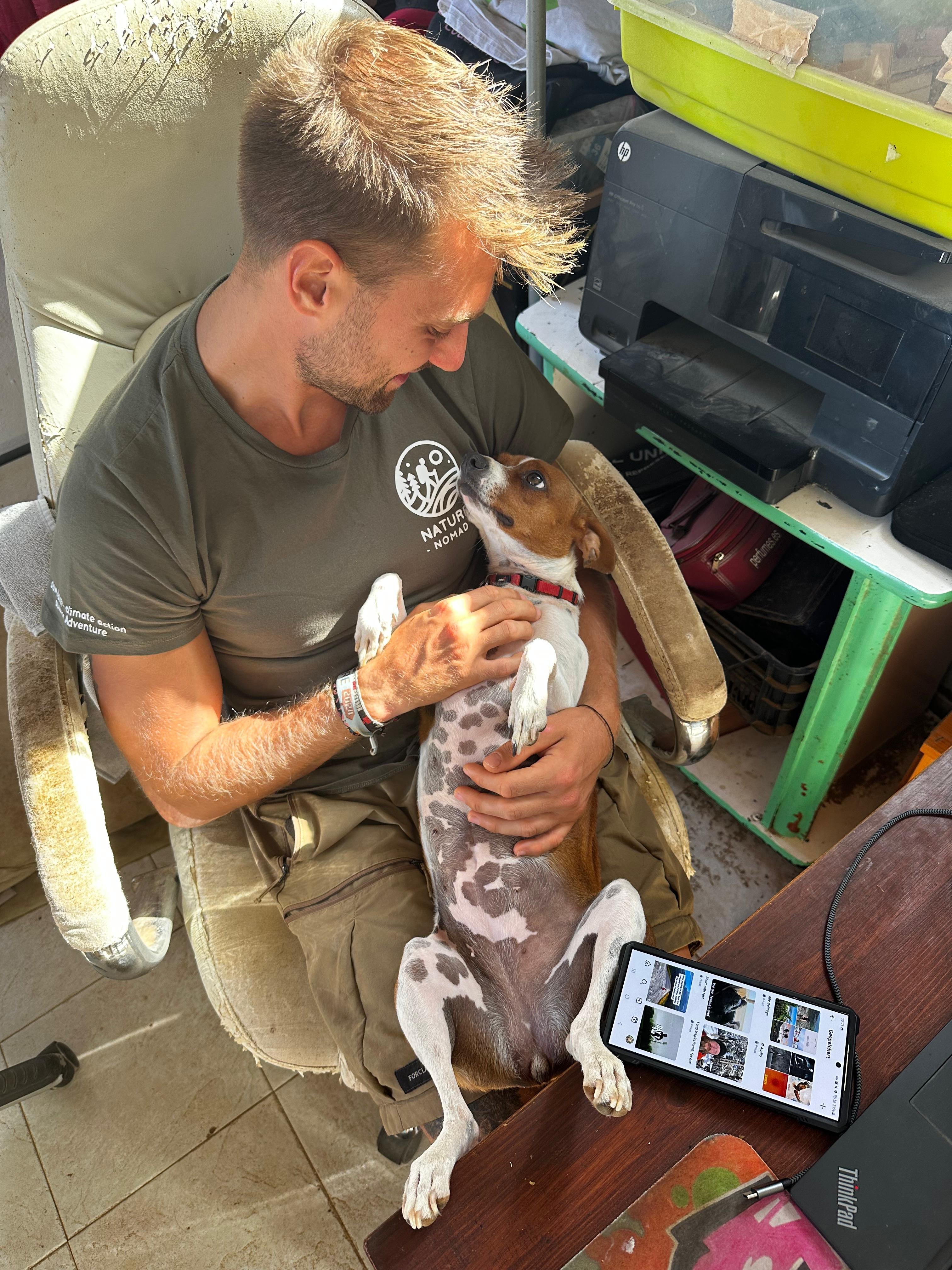 David Bossek at the horse rescue centre in Tenerife.