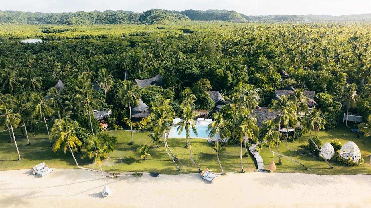 Villas and pool from above