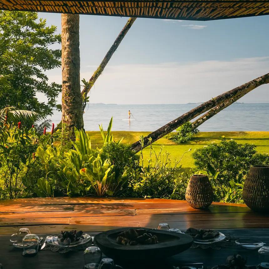 Looking out from a villa