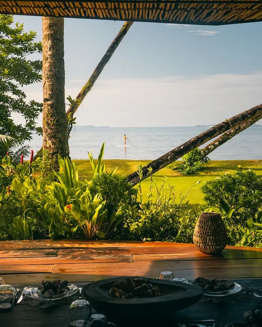 Looking out from a villa