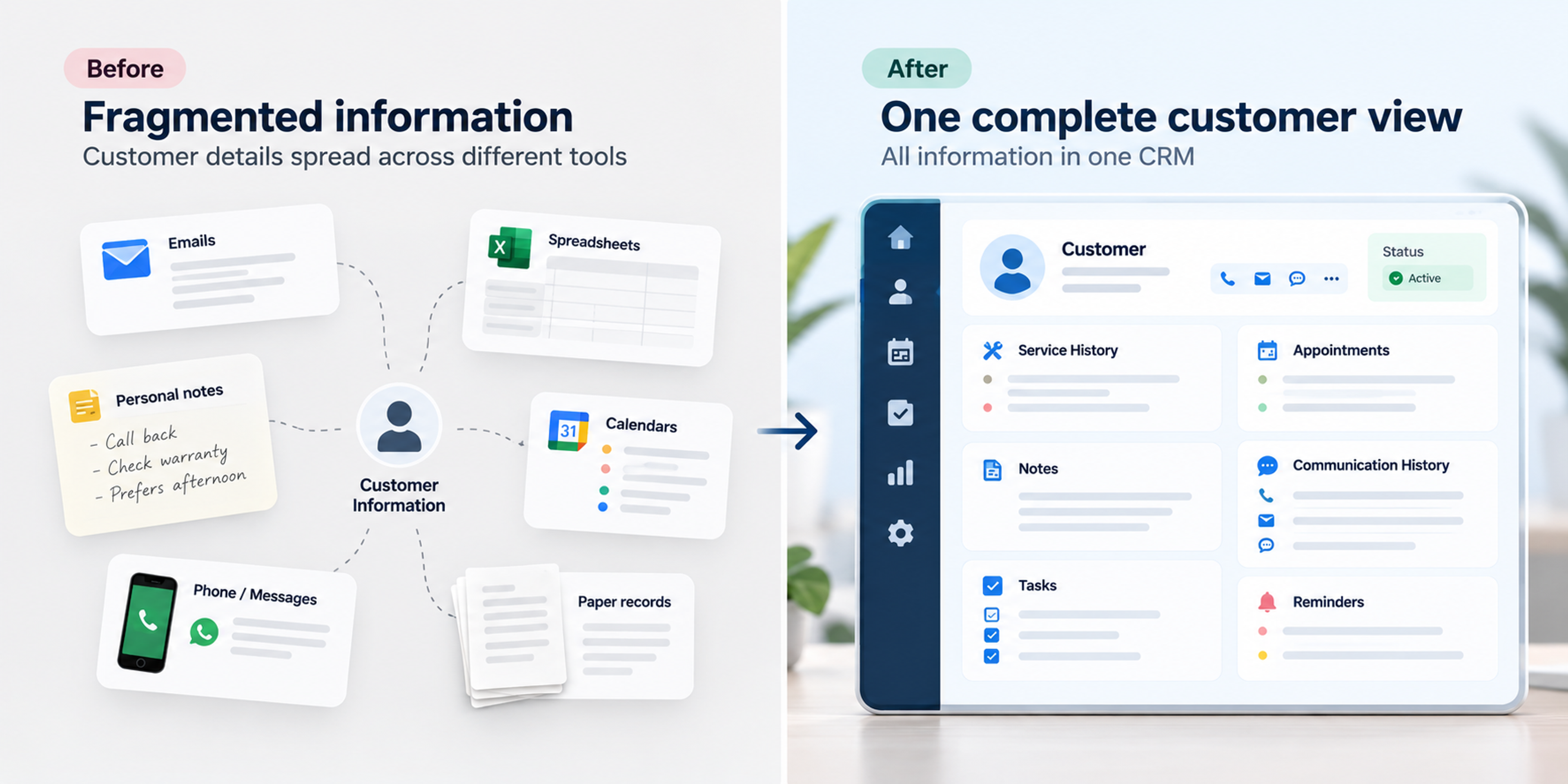Service business crm before after