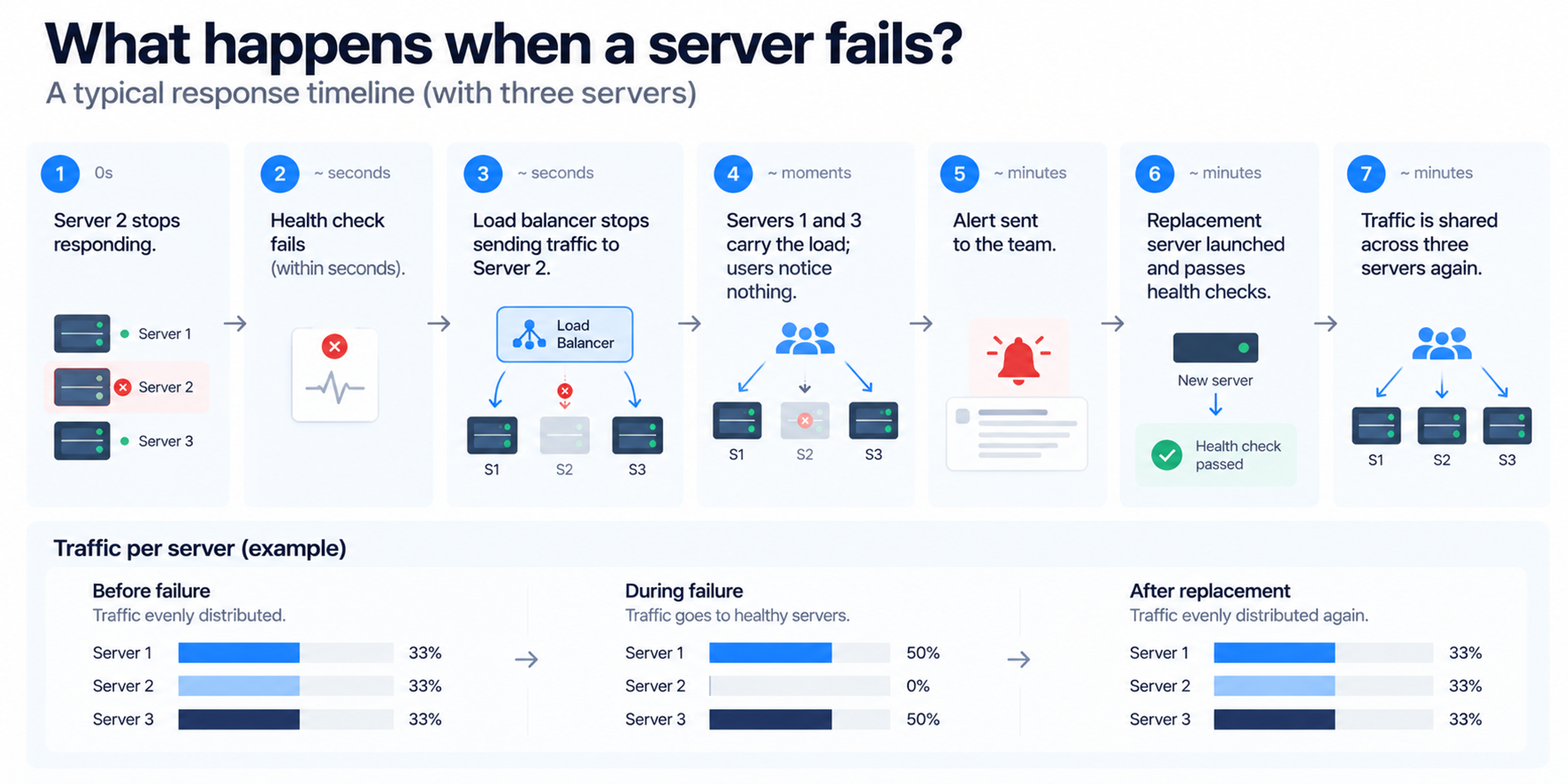 Load balancer server failure response timeline