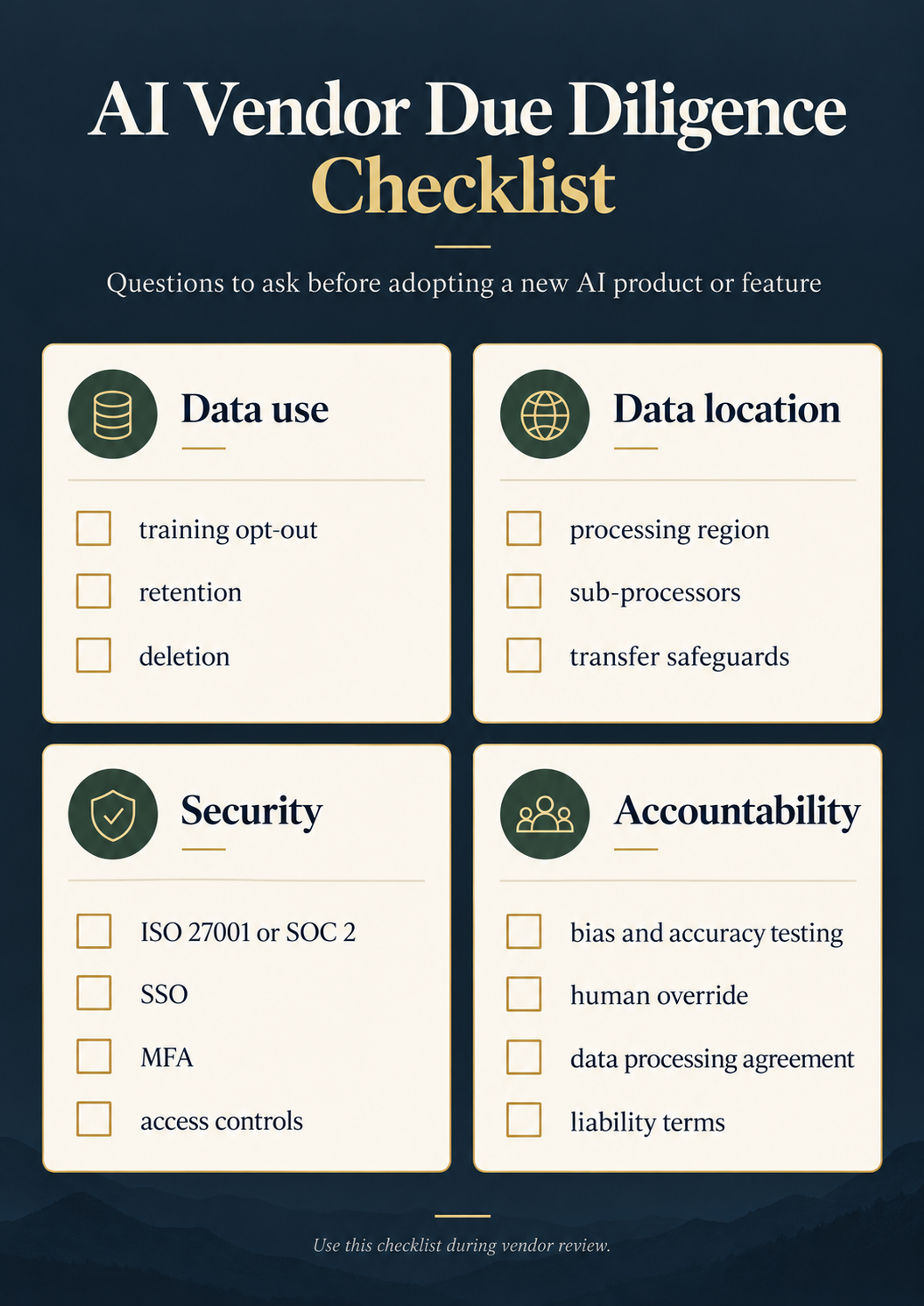 Ai vendor due diligence checklist