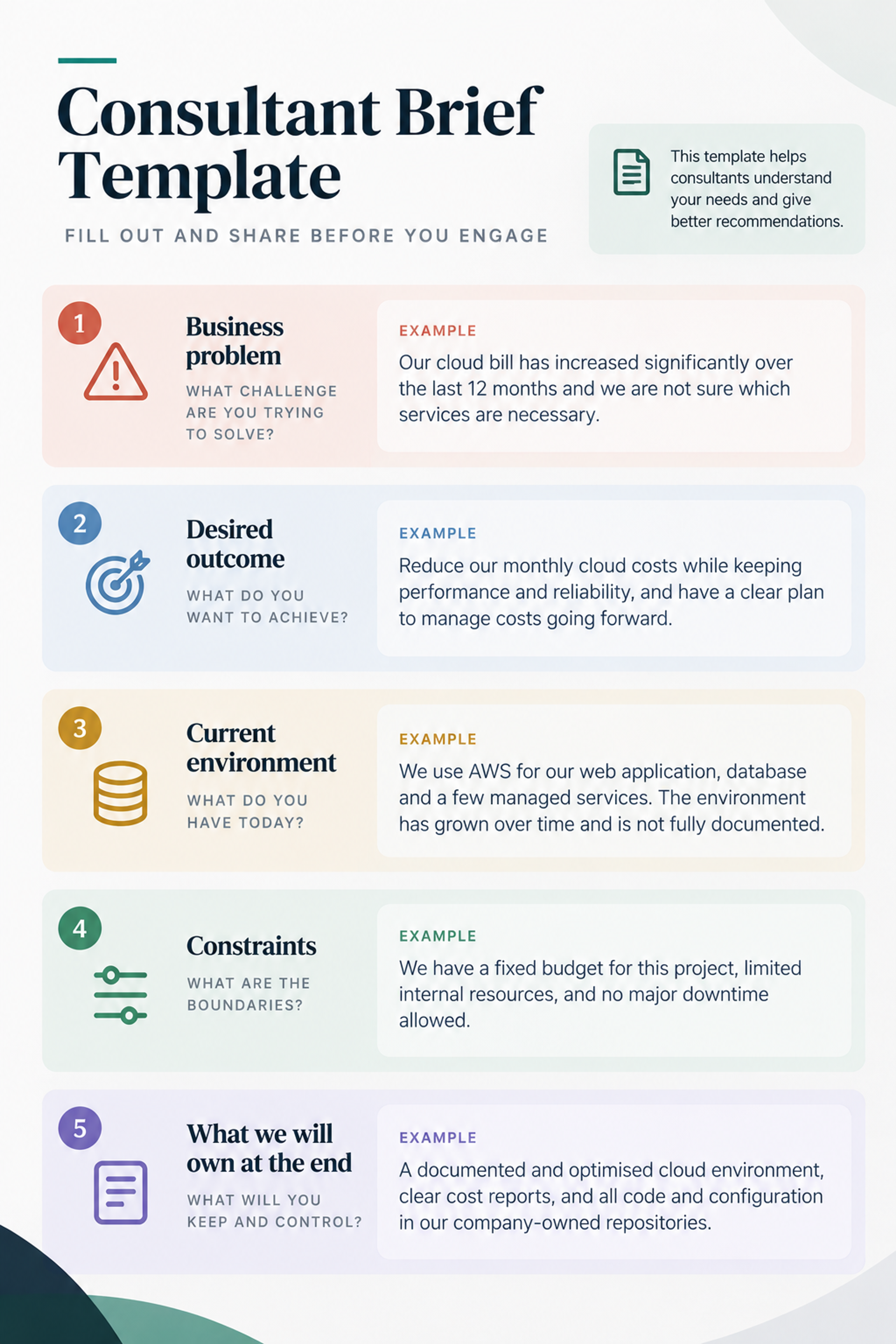 Technical consultant project brief template